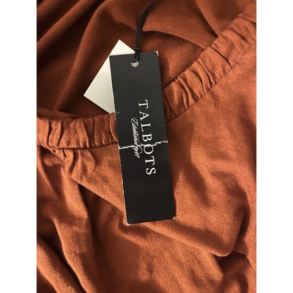 Talbots Petite Orange Ruffle Neck Long Sleeve Top - Picture 3 of 5